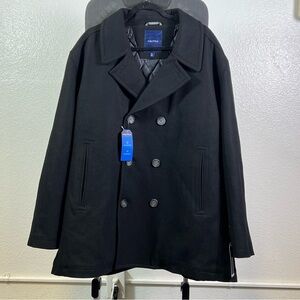Nautica Performance Men‘s Black Wool Blend Peacoat Quilted Coat Jacket Blazer 2X